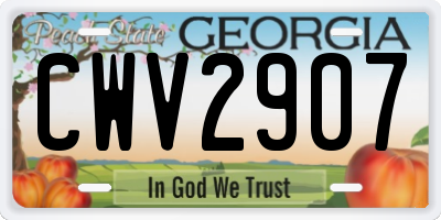 GA license plate CWV2907
