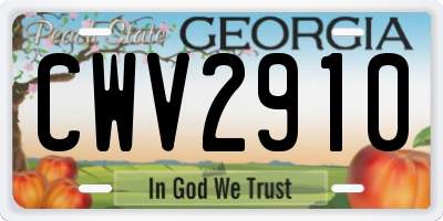 GA license plate CWV2910