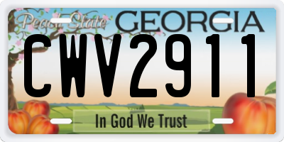 GA license plate CWV2911