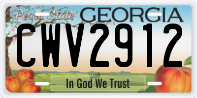 GA license plate CWV2912