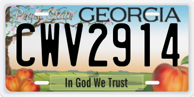 GA license plate CWV2914