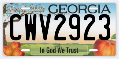 GA license plate CWV2923