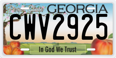 GA license plate CWV2925