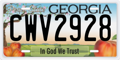 GA license plate CWV2928