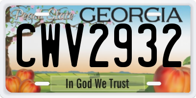 GA license plate CWV2932