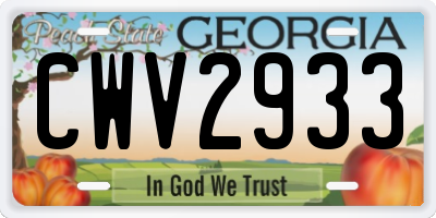 GA license plate CWV2933
