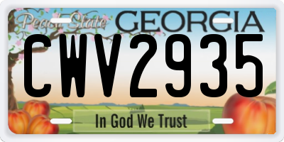 GA license plate CWV2935