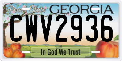 GA license plate CWV2936
