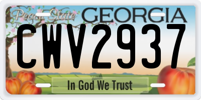 GA license plate CWV2937