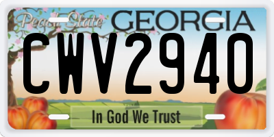 GA license plate CWV2940