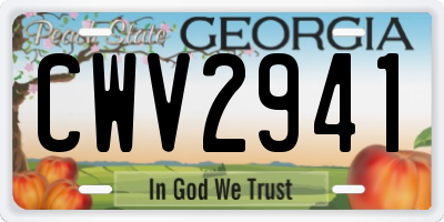 GA license plate CWV2941