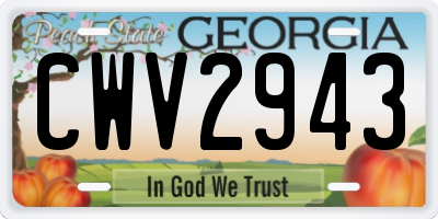 GA license plate CWV2943