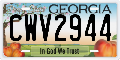GA license plate CWV2944