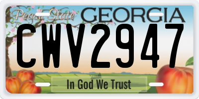 GA license plate CWV2947