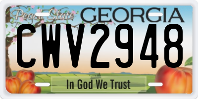 GA license plate CWV2948