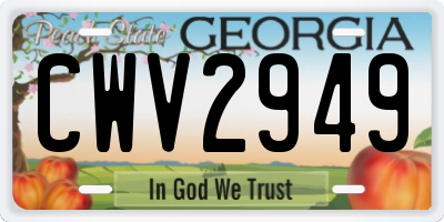 GA license plate CWV2949