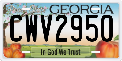 GA license plate CWV2950
