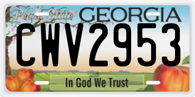 GA license plate CWV2953