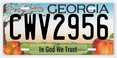 GA license plate CWV2956