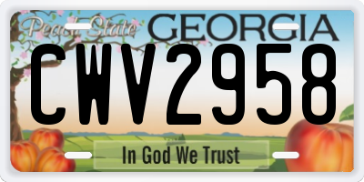 GA license plate CWV2958