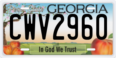 GA license plate CWV2960