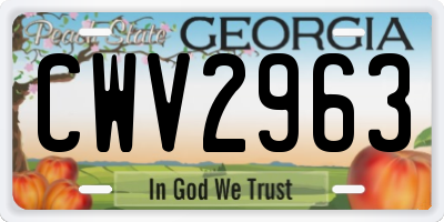 GA license plate CWV2963