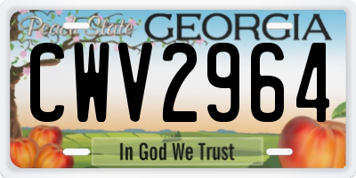 GA license plate CWV2964