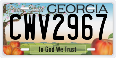 GA license plate CWV2967