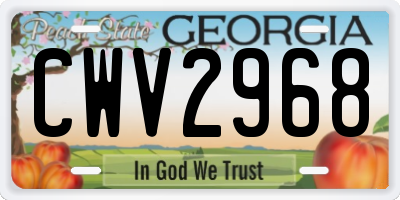 GA license plate CWV2968