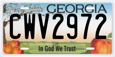 GA license plate CWV2972