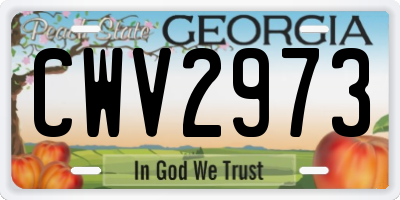 GA license plate CWV2973