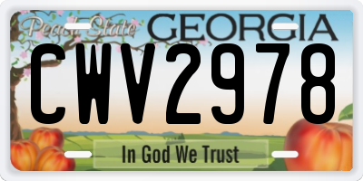 GA license plate CWV2978