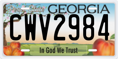 GA license plate CWV2984