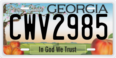 GA license plate CWV2985