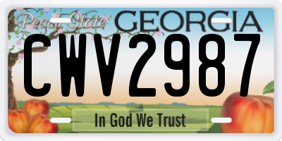 GA license plate CWV2987
