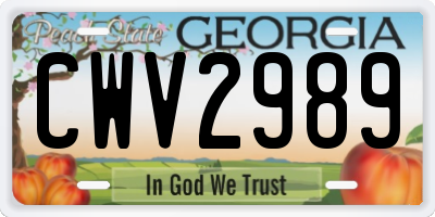 GA license plate CWV2989