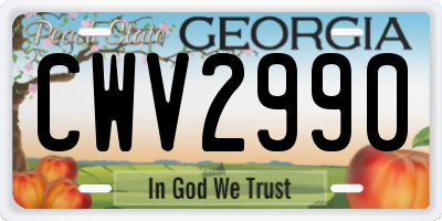 GA license plate CWV2990