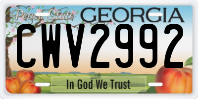 GA license plate CWV2992