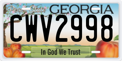 GA license plate CWV2998