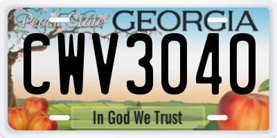 GA license plate CWV3040