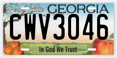 GA license plate CWV3046