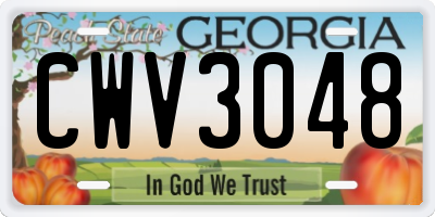 GA license plate CWV3048