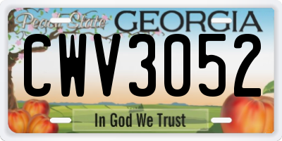 GA license plate CWV3052