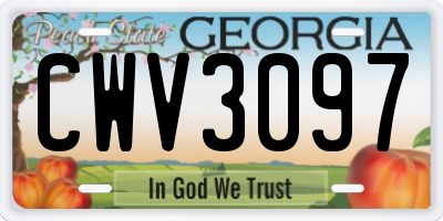 GA license plate CWV3097