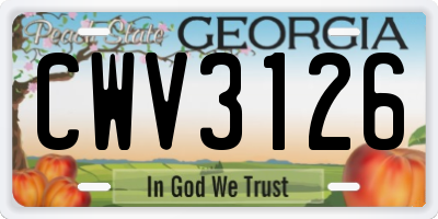 GA license plate CWV3126