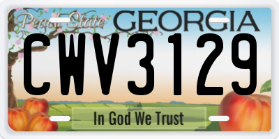 GA license plate CWV3129