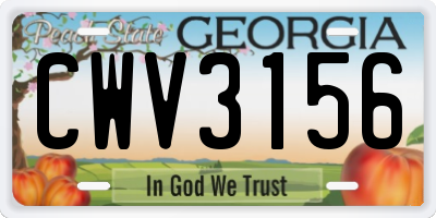 GA license plate CWV3156