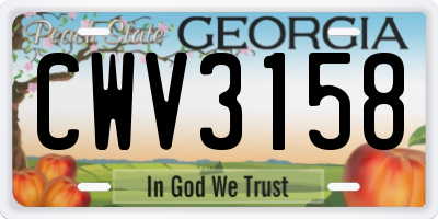GA license plate CWV3158