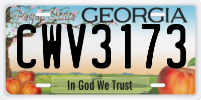 GA license plate CWV3173