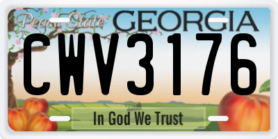 GA license plate CWV3176